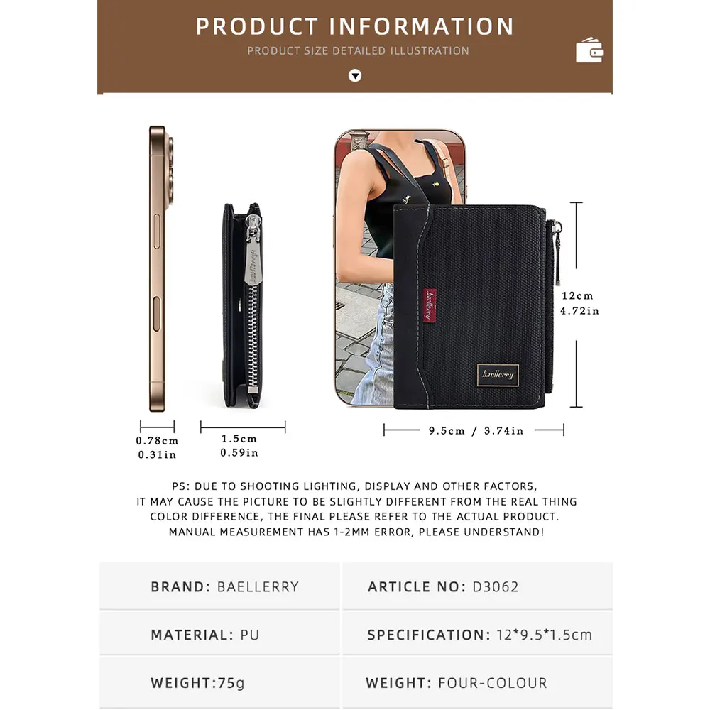 Новые RFID-мужские кошельки на молнии, зажимы для кредитных карт, винтажный мужской кошелек для монет, высококачественный держатель для фотографий, сумки для карт, мужской кошелек с пряжкой