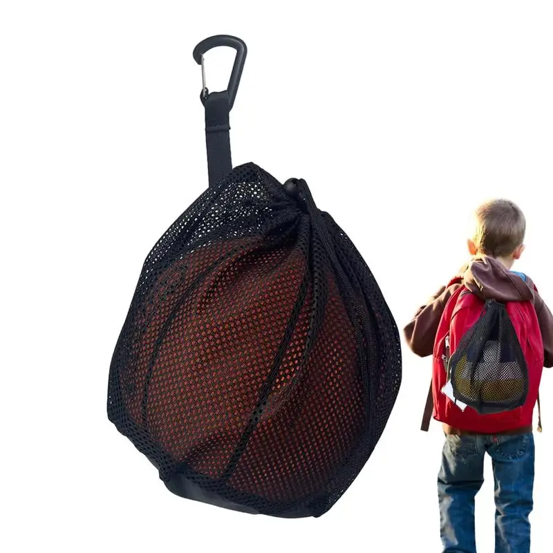 Single Ball Bag Mesh Carry Bag Sport Game Ball Storage Bag Drawstring Sackpack Sling Back Bag for Outdoor Sports Gym Yoga