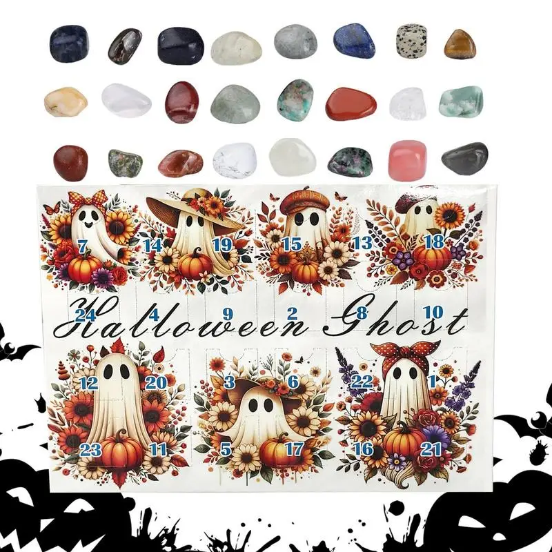 Gemstones Advent Calendar 2024 24 Days Rock Collection Halloween Advent Calendar For Kids Toys Crystals, Rocks and Minerals