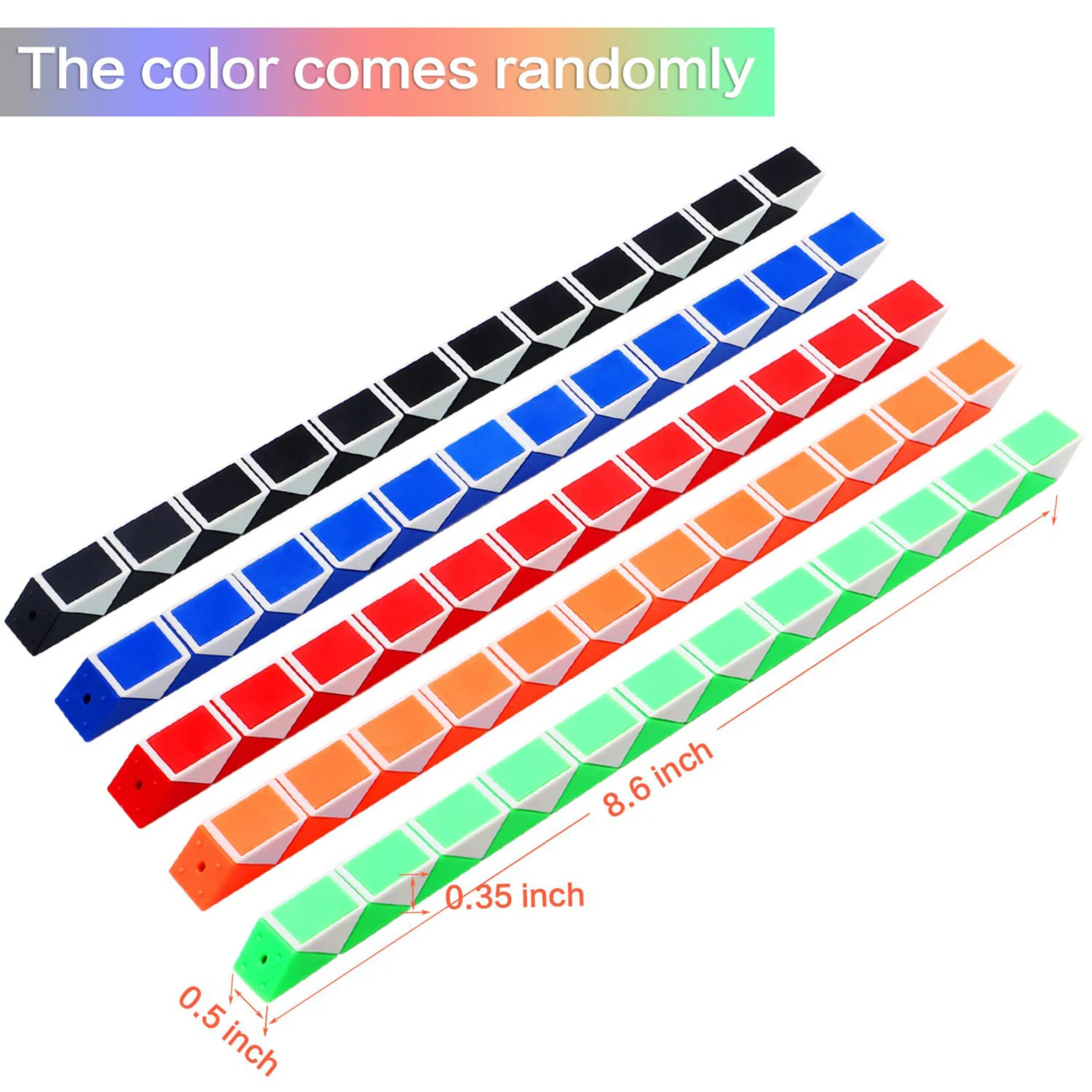 6pcs Random Snake Cube Twist Folding Puzzle Fidget Toy 24 Blocks Magic Ruler Anti Stress Reliever Game Gift for Kids Adults