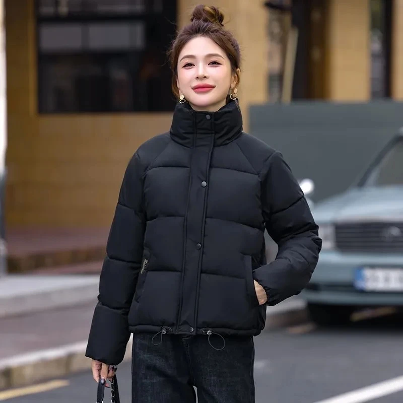 

Off-season Women's Loose Stitching Coat 2025 Winter Down Cotton-Padded Short Female Korean Slim Jacket Thickened Bread Overwear