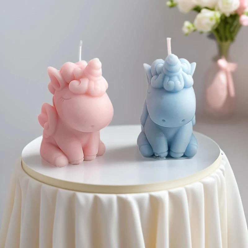Cute Animal Unicorn Silicone Molds for Candles Resin Epoxy Mould Handmade Birthday Cake Decoration Biscuit Mould Gift