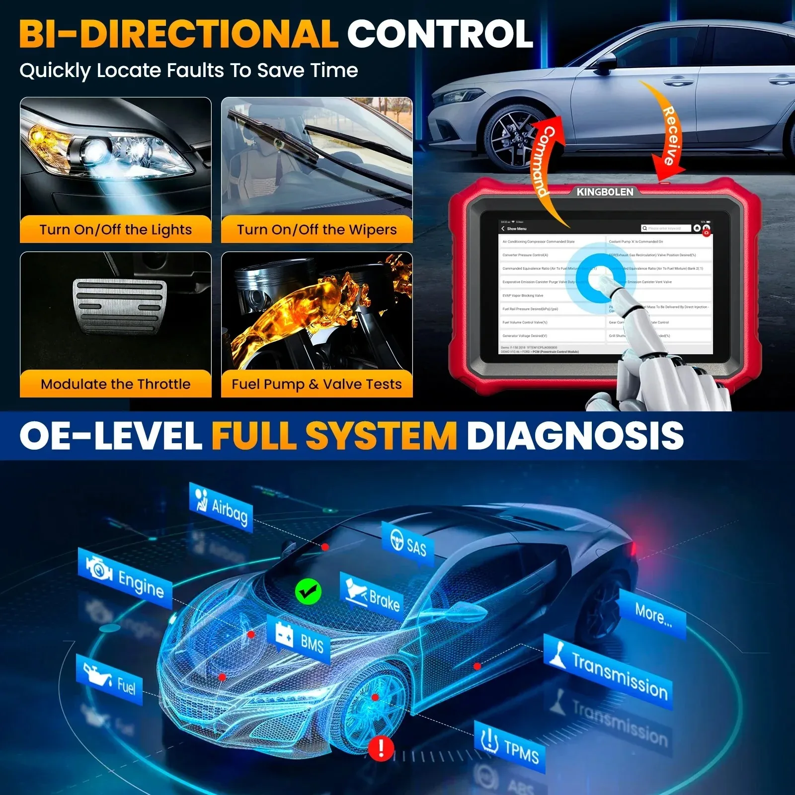 【Lifetime Free Update】Newest KINGBOLEN K8 PRO Advanced Car diagnostic Tools ECU Coding Bi-directional Test CAN FD DOIP 34 Reset view 3