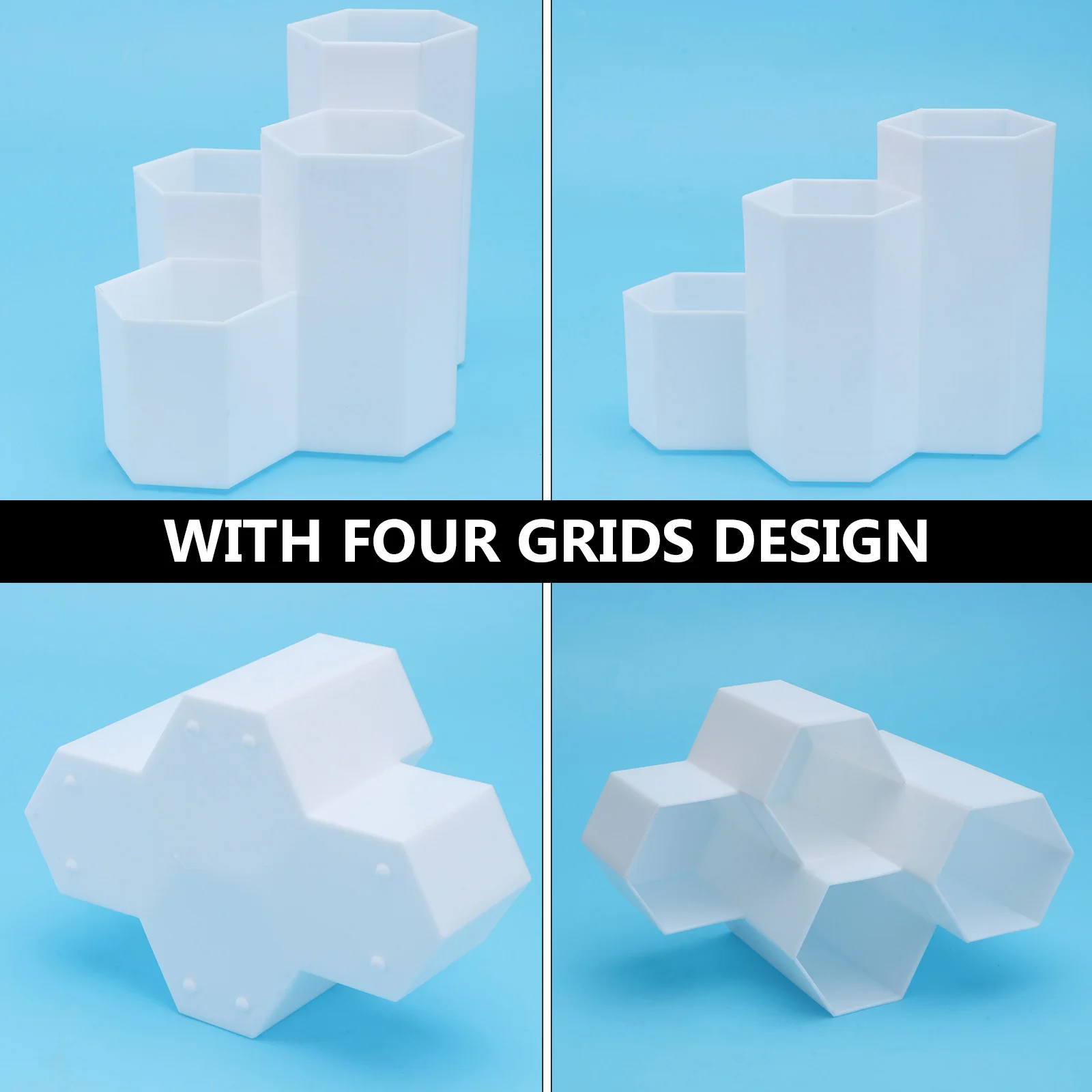 

Hexagonal Pen Holder Makeup Organizer for Vanity Cute Desk Pencil Cup Penholder Desktop Caddy White Student