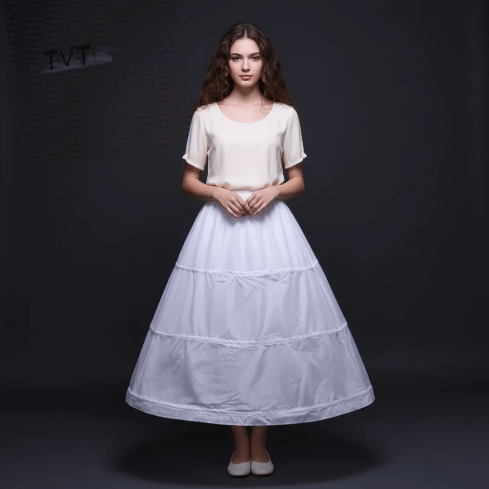 

Простой свадебный кринолин с тремя обручами, белая свадебная нижняя юбка трапециевидной формы, элегантное дышащее кринолиновое бальное платье для косплея