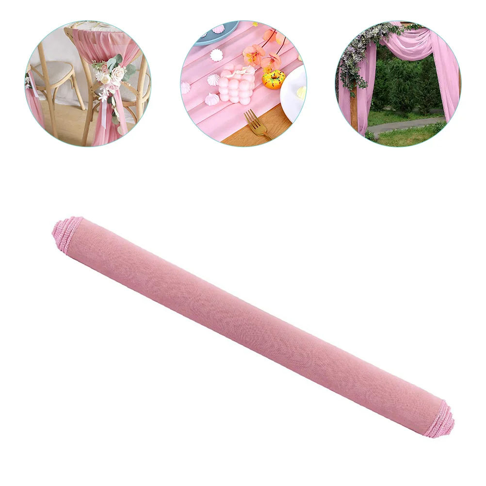 

Chiffon Table Runner for Home Kitchen Dining Room Party Long Table Picnic Pure Color Decor Peach Pink Wedding
