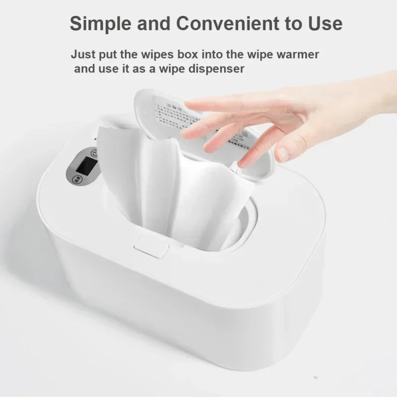 Baby Wipe Warmer with Digital Display Large Capacity Baby Wet Wipes Warmer Dispenser USB Powered, Adjustable Temperature Heating