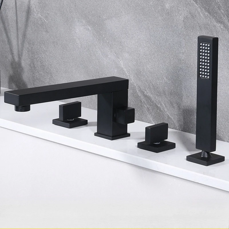 Modern Bathroom Faucet 3 Hole 4 Hole Waterfall Spout Tub Filler Deck Mounted Hot Cold Water