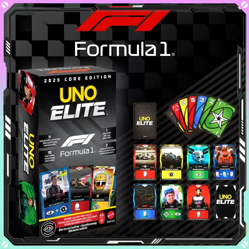 Original UNO Board Game Elite Hot Wheels Collaboration F1 Racing Collector's Series Playing Cards Board Game Poker Merchandise