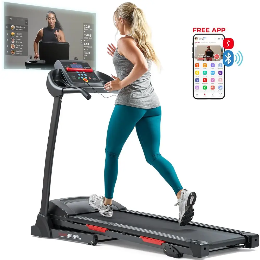 

Premium Folding Incline Treadmill with Pulse Sensors, OneTouch Speed Buttons, Shock Absorption, Optional Bluetooth with Exclusi