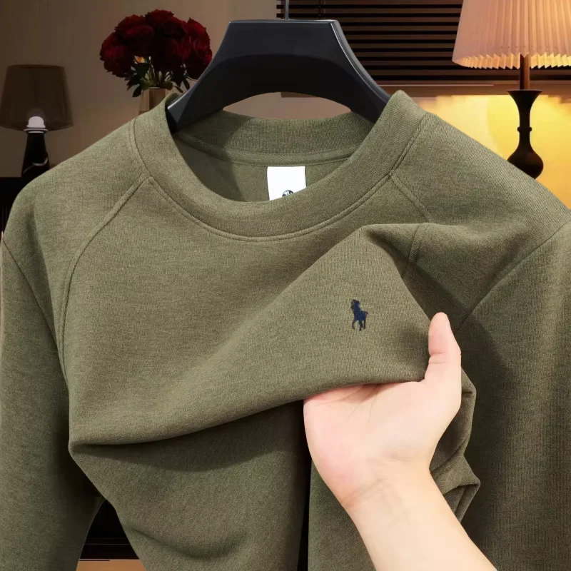 High end men's designer original brand Paul embroidery T-shirt autumn and winter new double-sided velvet warm long sleeved top