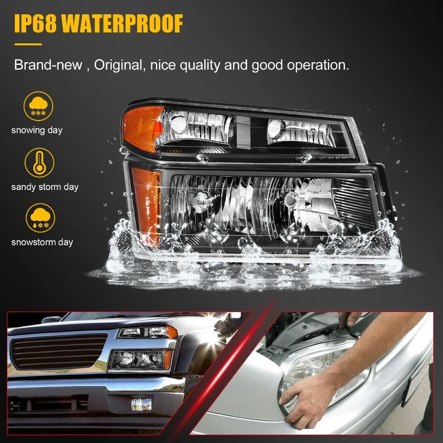 Conjunto de faros delanteros para Chevy Colorado GMC Canyon 2004-2012 par de carcasas negras