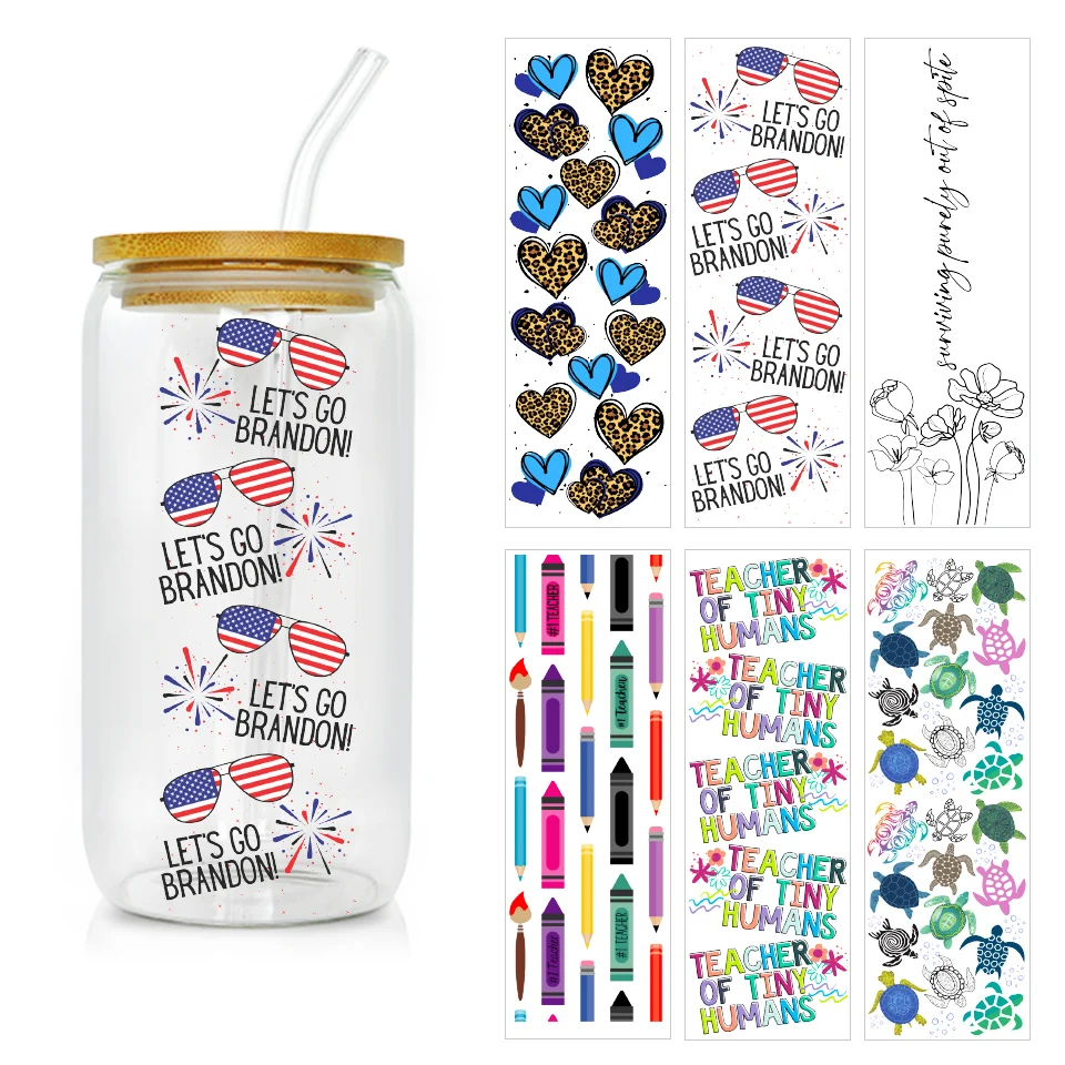 UV DTF Fast shipping multiple sizes customized waterproof durable Libbey Glass