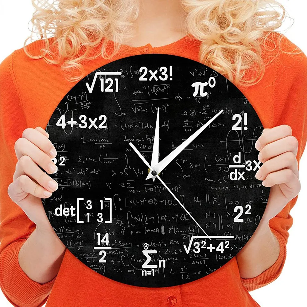ABJN-Math Wall Clock,Mathematics Clock,For Kids Math Formulas Icons Wall Clock Classroom Decor,Gift For Teacher