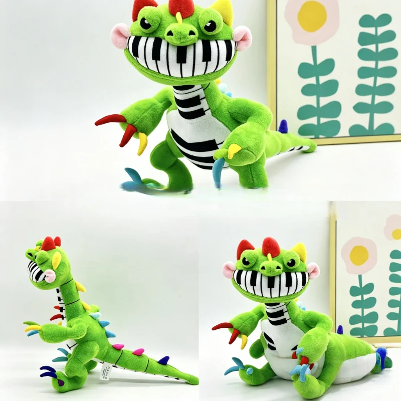 

New Pianosaurus Plush Interactive Musical Piano Dinosaur Stuffed Doll Green Cute Anime Style Decorative Collectible Toy Gifts