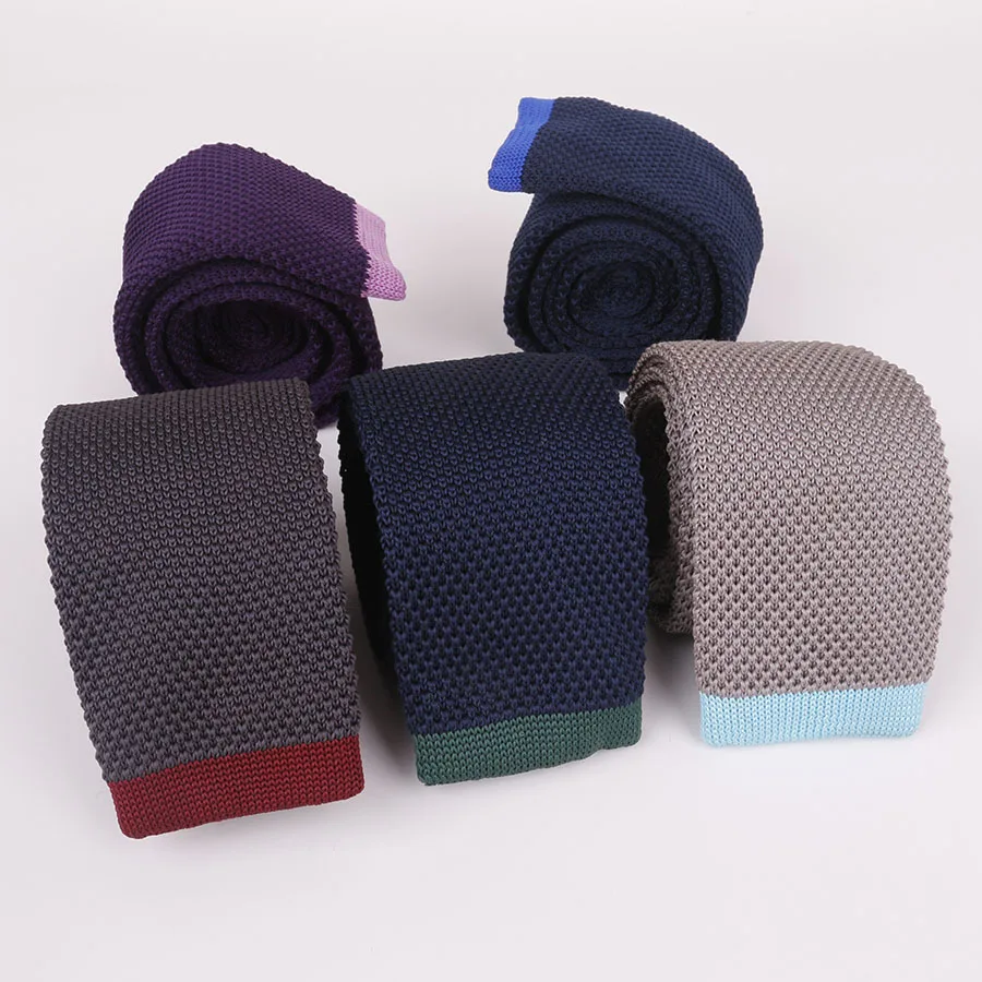 Fashion Men's Plain Solid Neck Tie Knit Knitted Ties Necktie Solid Color Narrow Slim Skinny Woven Plain Cravate Narrow Neckties