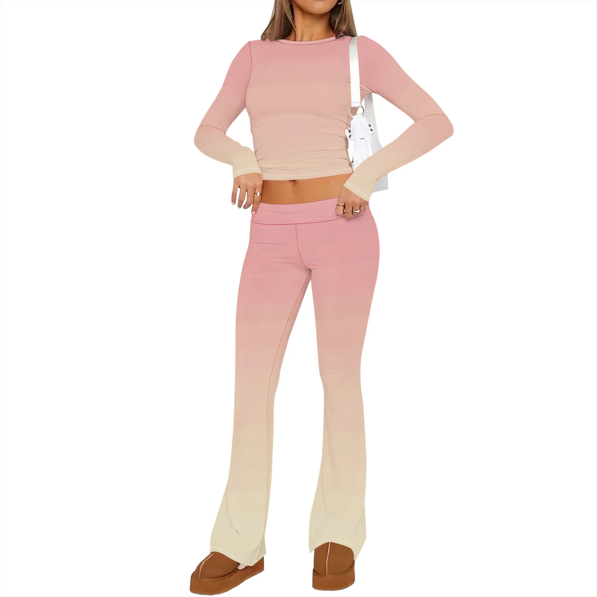 

Lounge Sets for Women 2 Piece Foldover Yoga Flare Leggings Pants Crop Tops Casual Y2K Outfits Matching Tracksuit Set