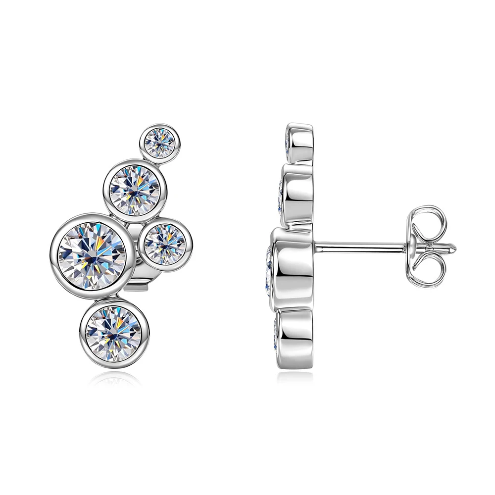Ehhai 14K Gold Filled 5mm Moissanite Infinity Piercing Stud Earrings for Women Fine Jewelry Gifts Aretes with GRA Certificated
