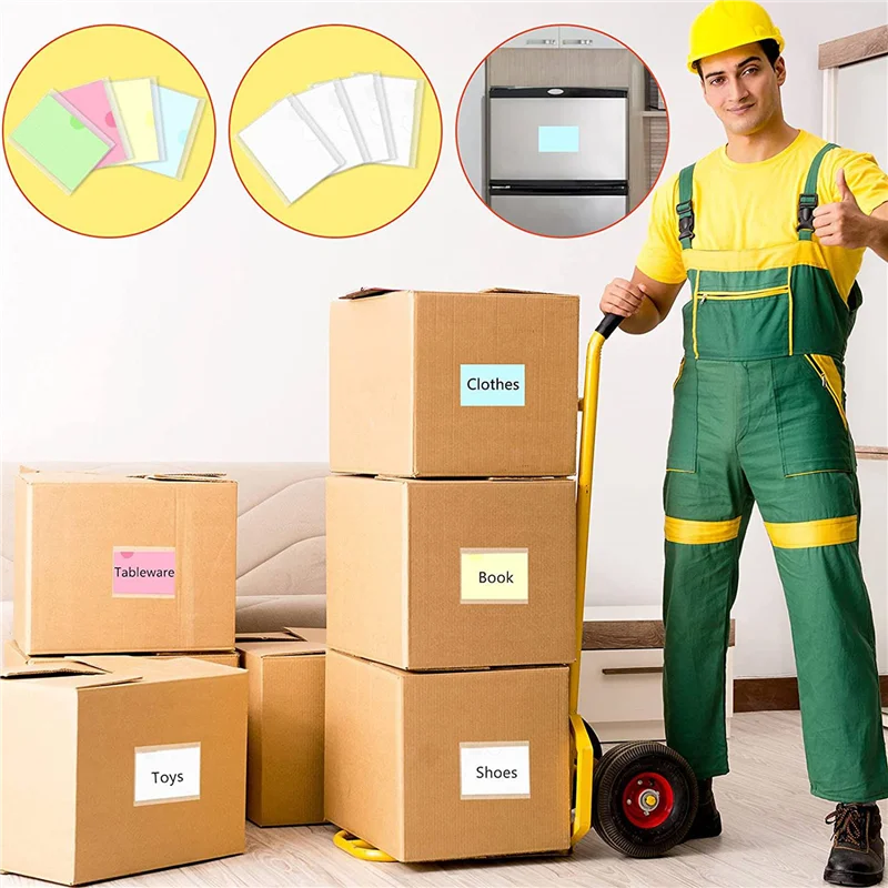 144Pcs Self-Adhesive Label Card Holder Index Pockets Holder 6X8.5Cm Clear Plastic Card Holder Adhesive Label Holder