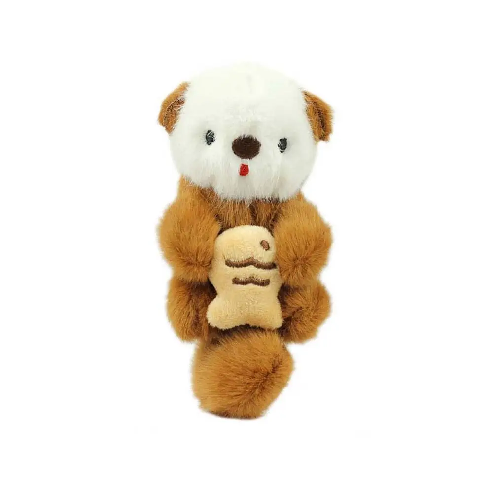 Animals Doll Cartoon Otter Keychain Decorations Soft Stuffed Plush Otter Bag Pendant Keys Accessories Holding Fish Shape