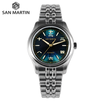 San Martin 39mm Enamel Sunray JianZhan Dial Men GADA Watch 90S5 Automatic BGW-X1 10Bar Sapphire 5-Link Bracelet SN0144CG