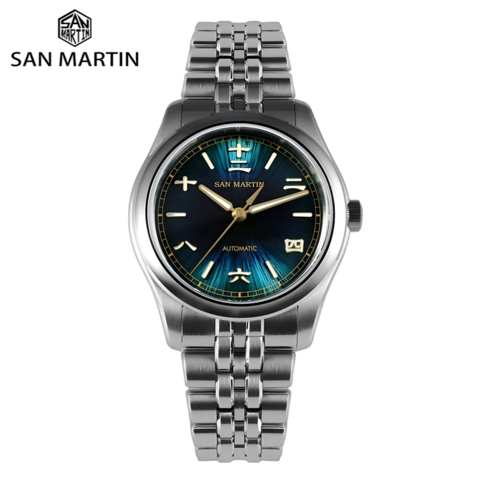 時計 SAN MARTIN automatic watch San Martin 39mm Enamel Sunray JianZhan Dial Men GADA Watch 90S5