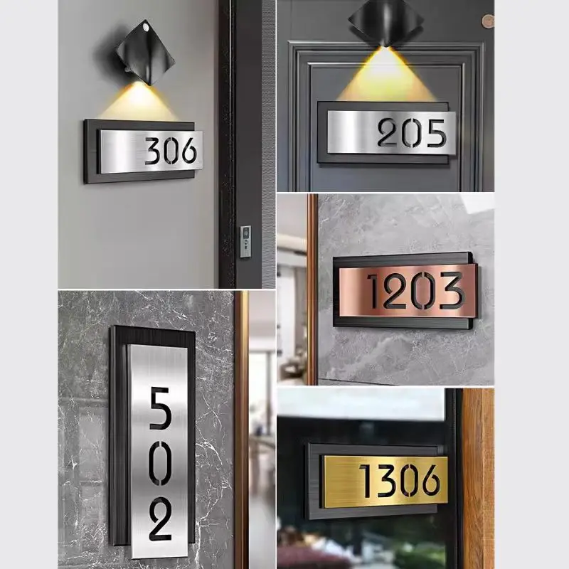 مخصص رقم المنزل الحديث تسجيل ثلاثية الأبعاد قطع الليزر لوحة الباب المعدني علامة الشارع رقم اللوحات مكتب الشقق فندق ديكور المنزل لوحة