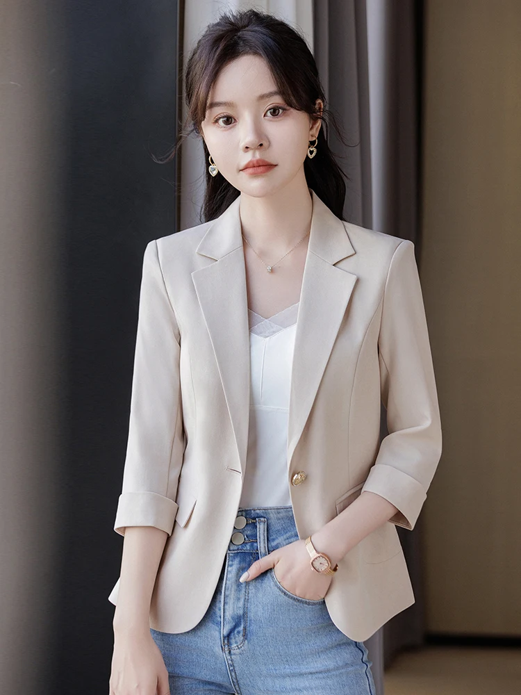 

Цвет вишни, повседневный тонкий костюм, джет, женская футболка Quarter Sve, полиэфирная ткань, офисная одежда, новое поступление лета