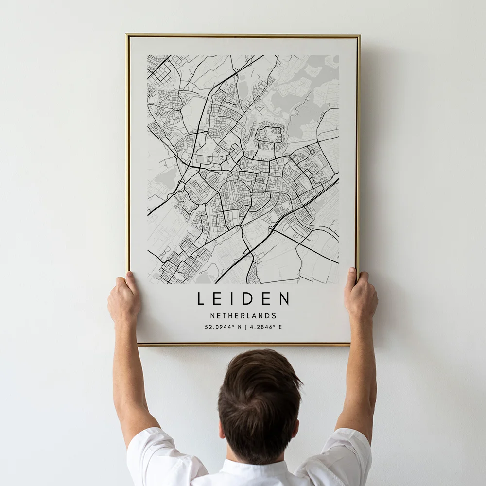 Leiden City Map Custom Netherlands Map Nordic Posters and Prints Wall Art Canvas Painting Wall Pictures for Living Room Decor