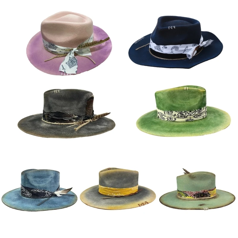 Ręcznie robiony etniczny wełniany kapelusz zawieszką stylu vintage. Elegancki i niepowtarzalny dla entuzjastów sztuki — zdjęcie 2