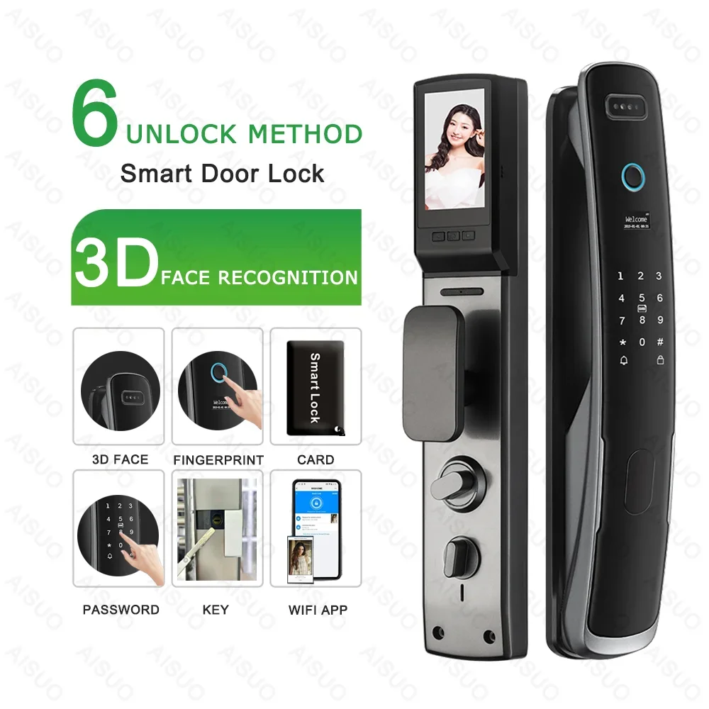 

AISUO Factory Direct Face Recognition Lock With Camera Smartlock WIFI APP Fingerprint Door Lock Automatic Smart Lock