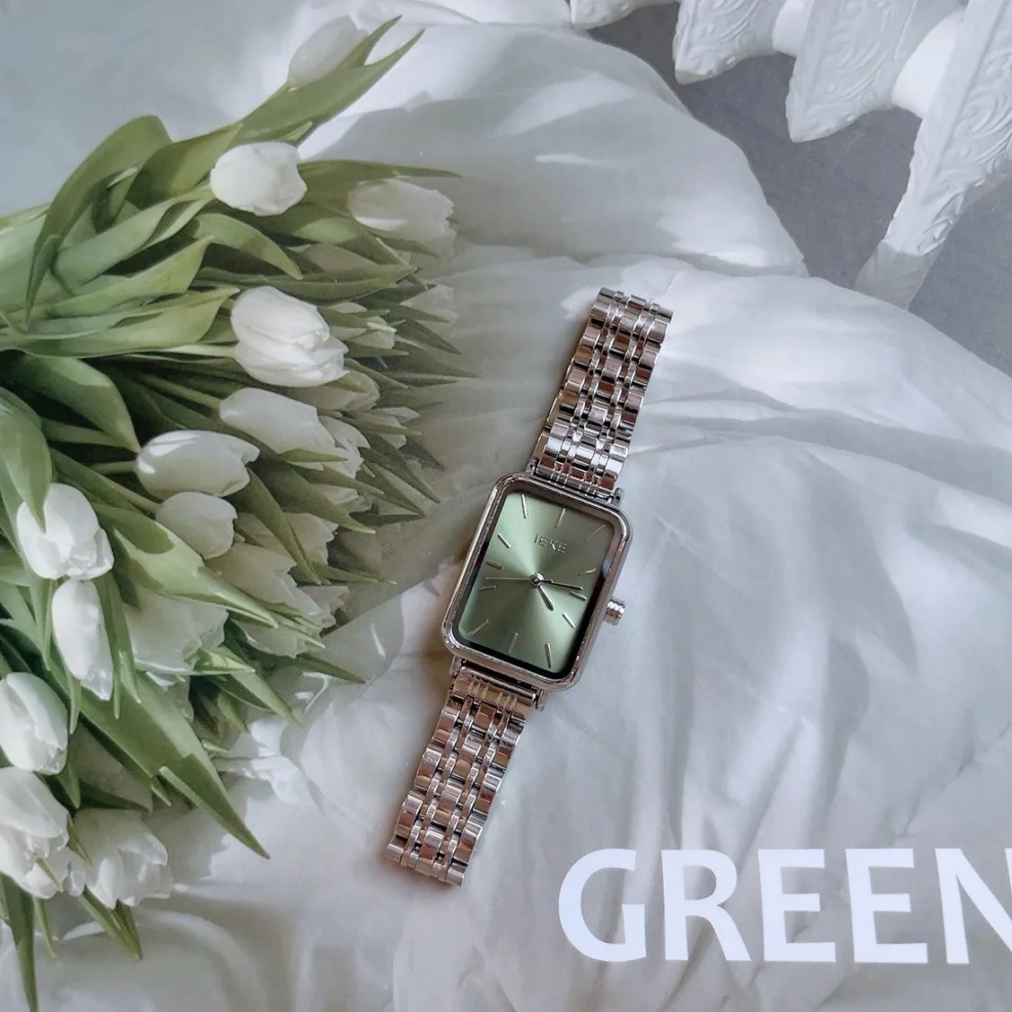 New Classic Rectangular Luxury Versatile Student Watch, Women'S Designer Fashion Steel Band Watch, Trendy Women'S Watch.