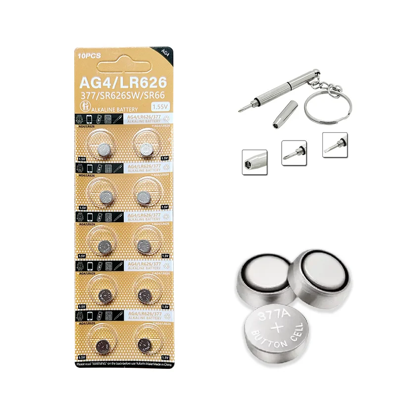 

Zinc-manganese battery AG4LR626 1.55V377SR626177626ACX66W for calculator Toy key Automatic watch Button battery feed screwdriver
