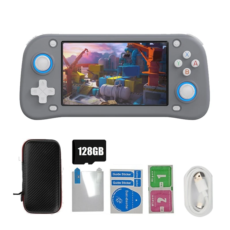 ◉XF43 Retro Handheld Game Console 128G 4.3 Inch IPS Screen Open Source Linux Game Player RK3128 Pocket Video Player C