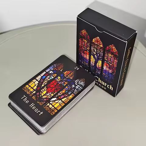 Gothic Church Lenormand Oracle Cards 9*6cm 44-Card Deck Stained Glass Art Style Extra Man/Woman &amp; Special Cards