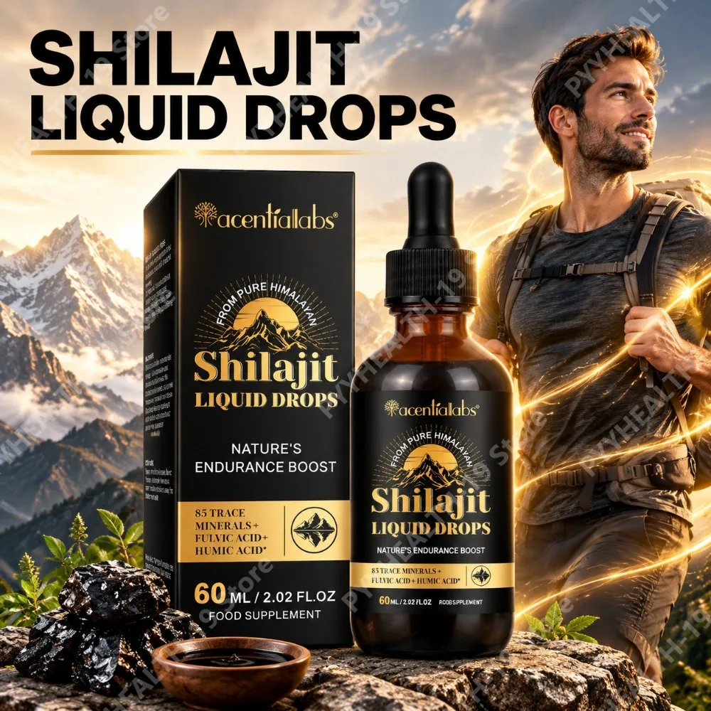 Shilajit Liquid Drops from Pure Himalayan 85+ Trace Minerals with Fulvic & Humic Acid 60 ml Antioxidant Support Endurance Focus