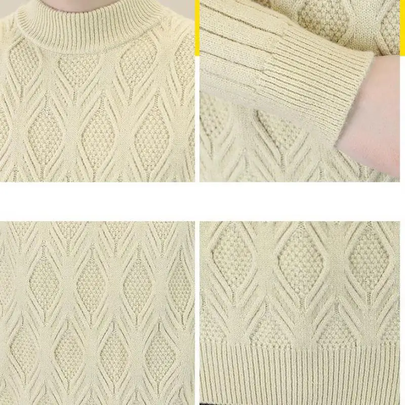 M-XXXL Plus Size Mens Turtle Polo Neck Jumper Cable Knitted Warm Casual Streetwear Winter Sweater Pullover Plain Color Clothing