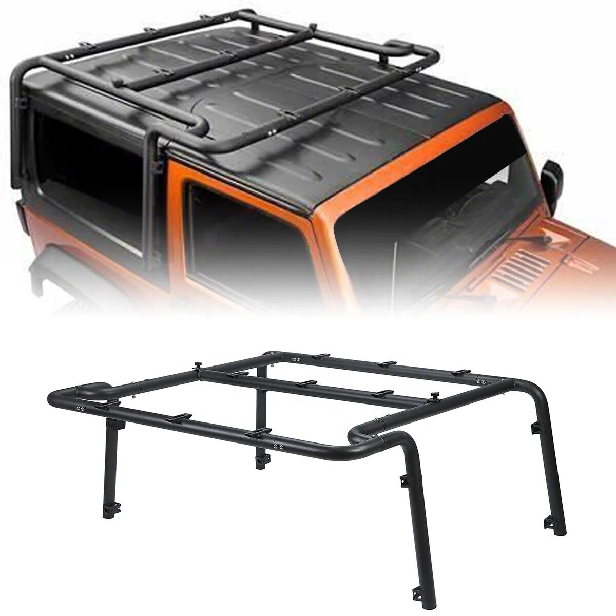 

Powder Coated Roof Rack for Jeep Wrangler JK Rubicon 2DR 07-10 Textured Black