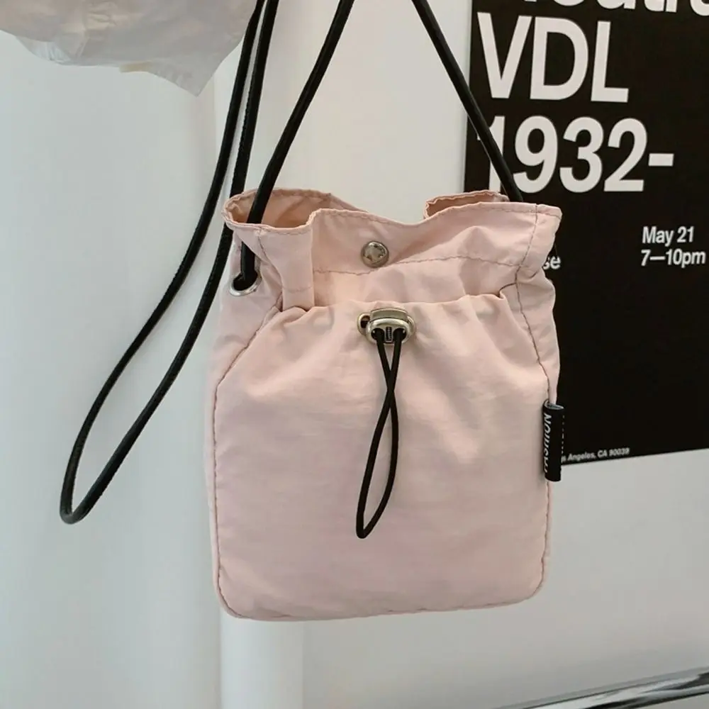 

Korean Style Drawstring Canvas Bag Purse Solid Color Nylon Shoulder Bag Wallet Bags Crossbody Bag Mobile Phone Bag Office Worker