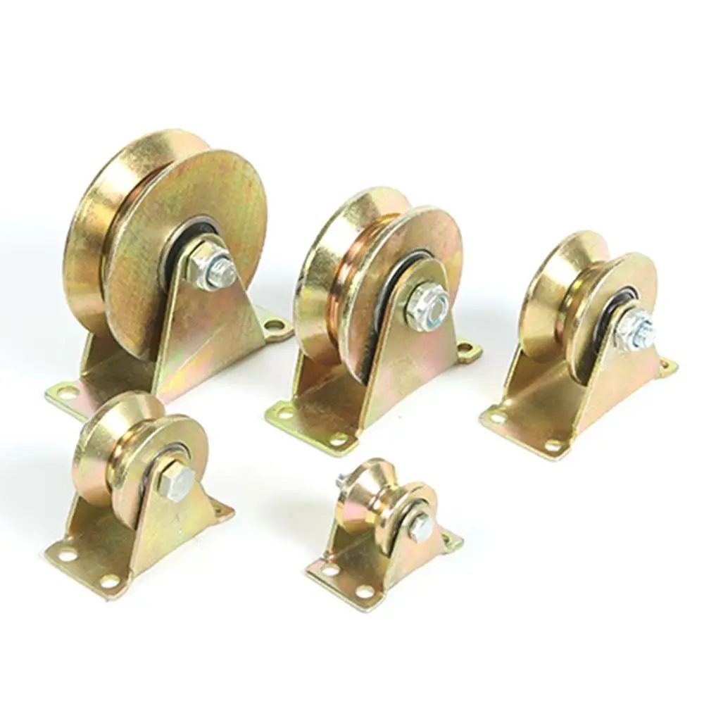 U/V/H Shaped Pulley Stainless Steel Track Wheel Sliding Door Rollers Plating Color Bearing Pulley Home Hardware Rigid Caster