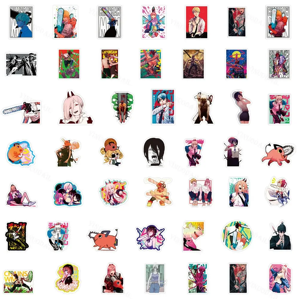 100pcs Anime Chainsaw Man Graffiti Stickers Decal for Laptop Suitcase Skateboard Phone Case Waterproof Sticker Toy Gift