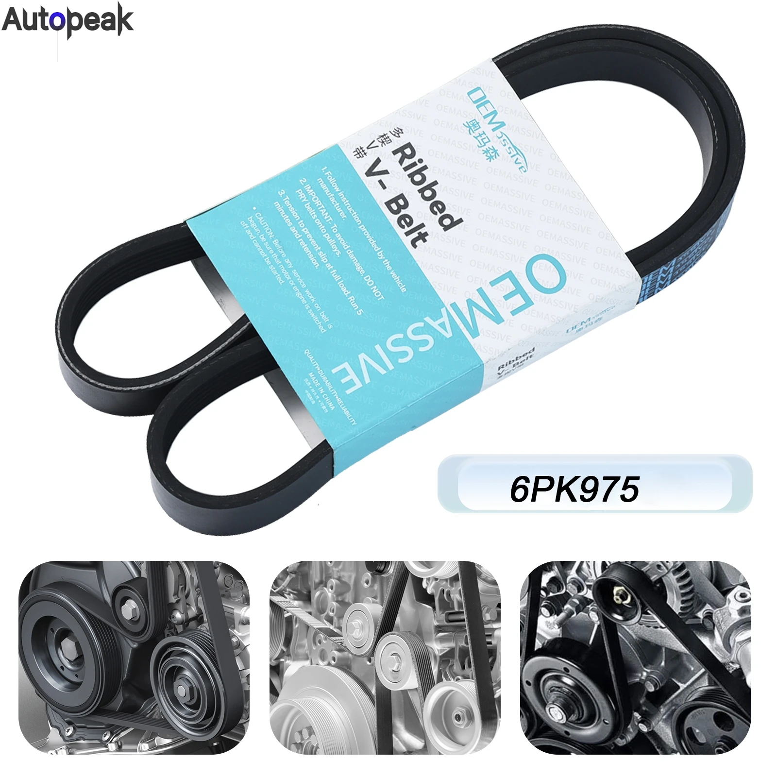 6PK975 Generator Belt Air Conditioner 6 Rib Multi V Drive Belts Ribbed V Belt For Kia Carens Optima Sportage Ford Alfa Citroen