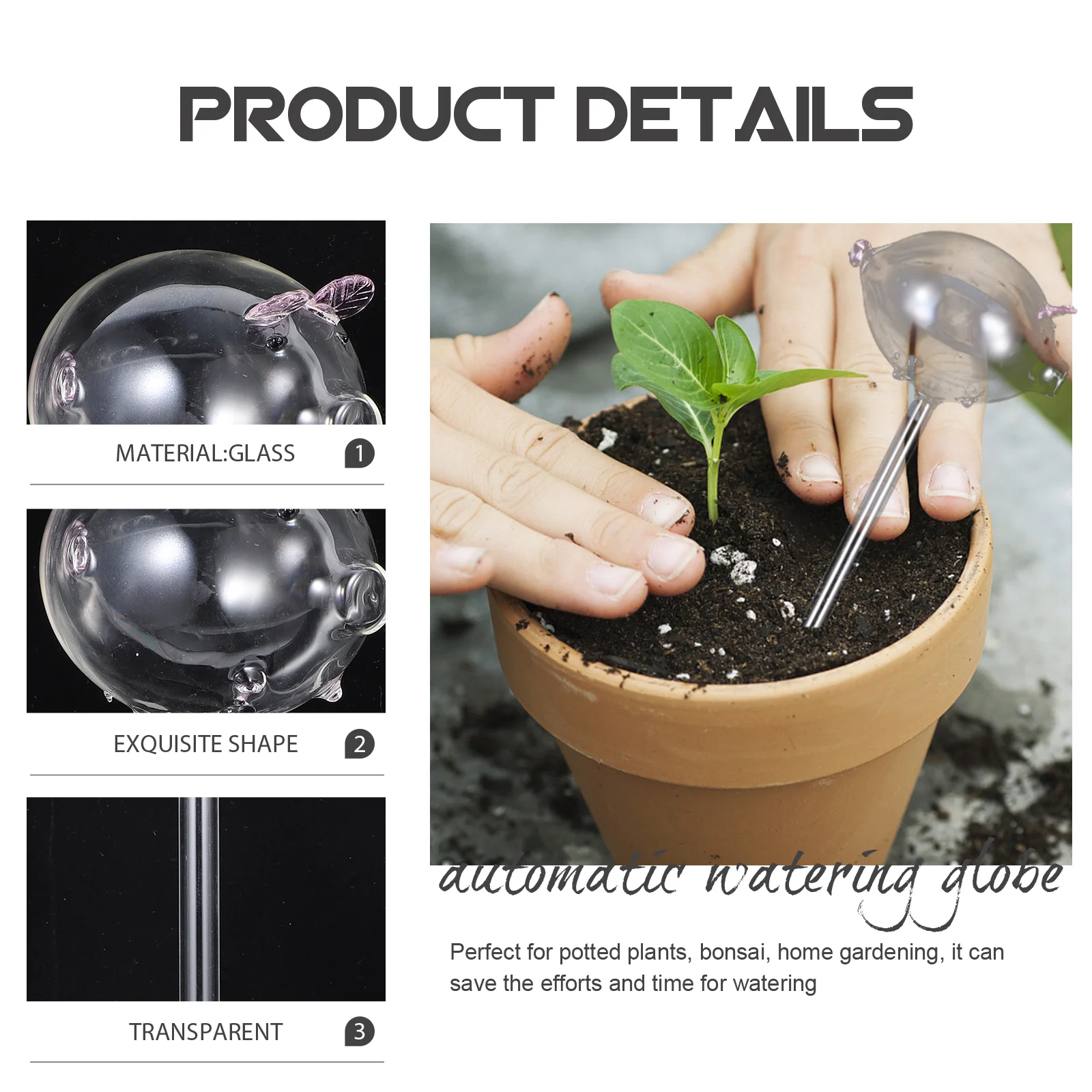 

Cartoon Pig Glass Plant Globe Automatic Self- Tool for Indoor Potted Plants Flower Irrigation System Garden