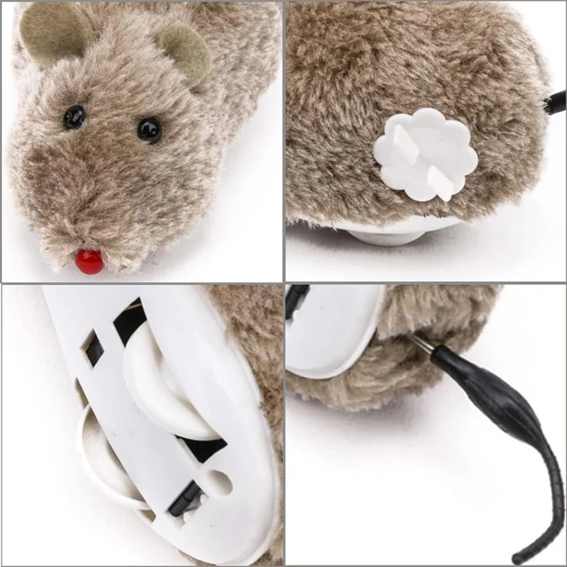 Wind-Up Rat Toys Realistic Plush Rat Toys Novelty Running Racing Mouse Clockwork Toys Funny Interactive Toys for Pets Cats Dogs