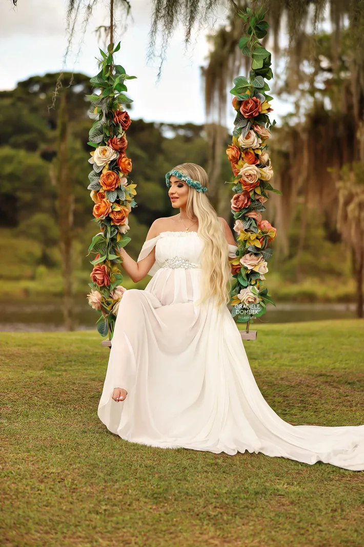 섹시한 출산 가운, V넥 프릴, 출산 트레일, 짧은 소매, 긴 원피스, 사진 촬영용 출산 원피스