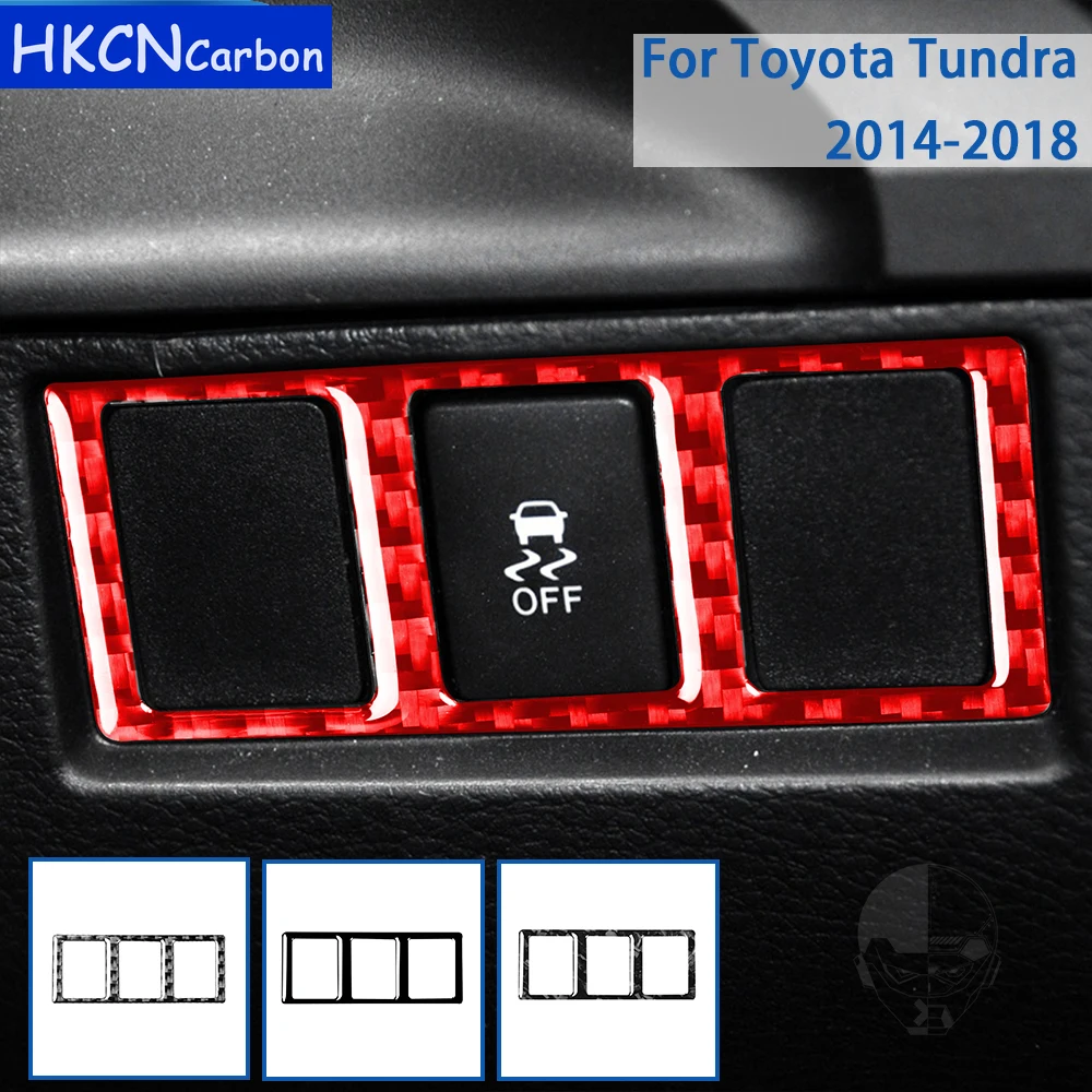 For Toyota Tundra 2014 2015 2016 2017 2018 Accessories Carbon Fiber Car Interior Off Button Mode Frame Trim Sticker