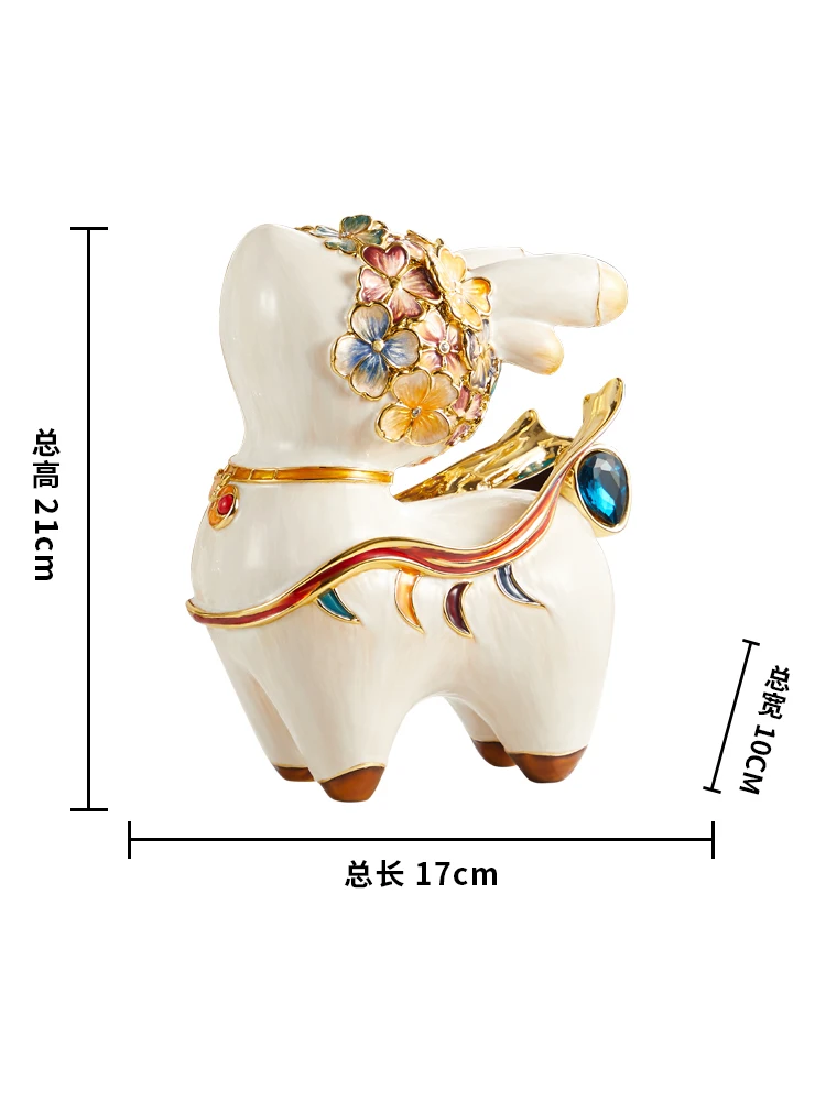 New light luxury modern high-end lucky enamel deer ornament, TV cabinet home decoration nine-color deer