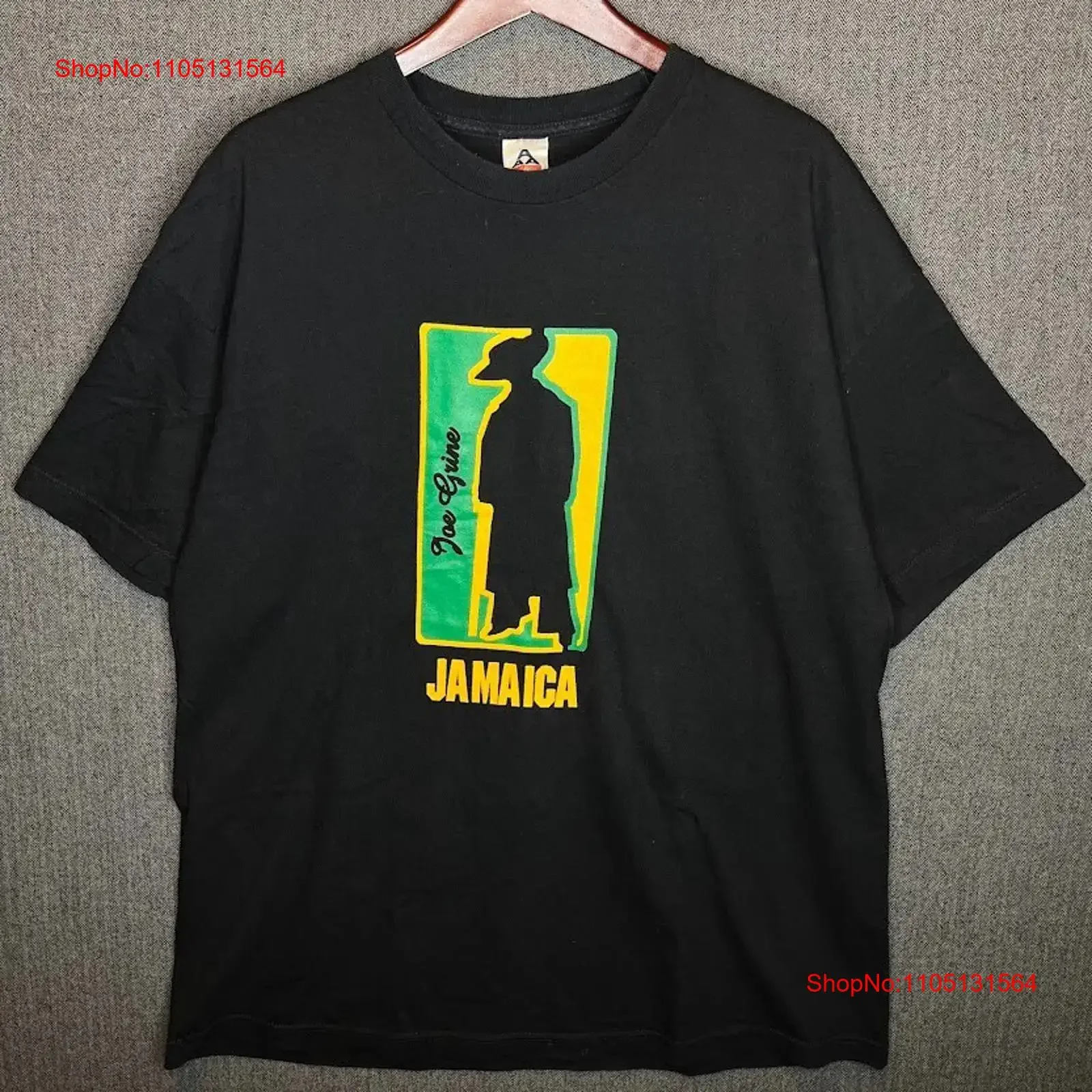 Alstyle T Shirt Men's 2XL Black Joe Grine Clothing Co Jamaica Sport Retro HipHop vintage Washed Versatile Slightly Soft