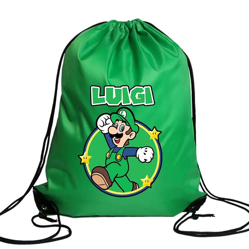 New Super Mario Bros Drawstring Bag Cartoon Printed Storage Bags Children Handbag Boys Large-capacity Tote Bag Birthday Gifts