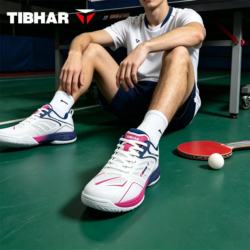 TIBHAR 02619 Table Tennis Shoes Men Women Ultra-Light Non-Slip Ping Pong Sneakers Sports Shoes Rubber Sole TPU Support